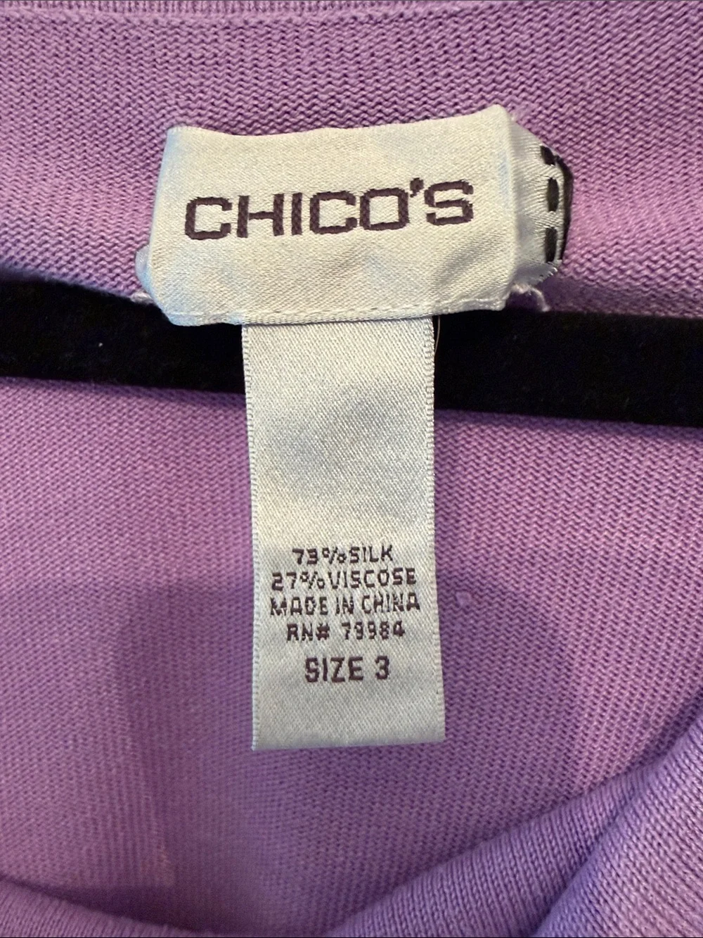 Chico's Lavender Cowl-Neck Short Sleeve Sweater